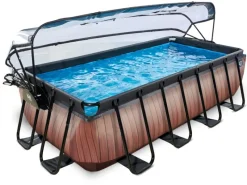 Exit Toys Pool Abdeckung|Aufstellpools|EXIT Wood Pool Braun 400x200x100cm m. Sandfilterpumpe u. Abdeckung
