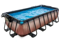 Exit Toys Pool Abdeckung|Aufstellpools|EXIT Wood Pool Braun 400x200x100cm m. Sandfilterpumpe u. Abdeckung