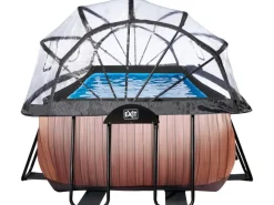 Exit Toys Pool Abdeckung|Aufstellpools|EXIT Wood Pool Braun 400x200x100cm m. Sandfilterpumpe u. Abdeckung
