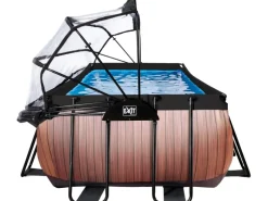 Exit Toys Pool Abdeckung|Aufstellpools|EXIT Wood Pool Braun 400x200x100cm m. Sandfilterpumpe u. Abdeckung