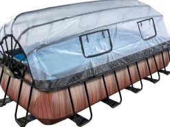 EXIT Wood Pool Braun 540x250x100cm m. Sandfilterpumpe u. Abdeckung*Exit Toys