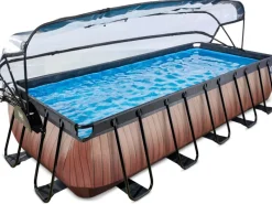 EXIT Wood Pool Braun 540x250x100cm m. Sandfilterpumpe u. Abdeckung*Exit Toys