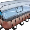 Exit Toys Pool Abdeckung|Aufstellpools|EXIT Wood Pool Braun 540x250x122cm m. Sandfilterpumpe u. Abdeckung