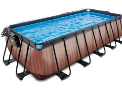 Exit Toys Pool Abdeckung|Aufstellpools|EXIT Wood Pool Braun 540x250x122cm m. Sandfilterpumpe u. Abdeckung