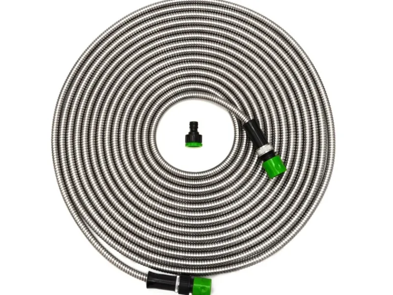 Knickfreier Edelstahlschlauch mit Anschluss-Stück 15 m Silber*eyepower Hot