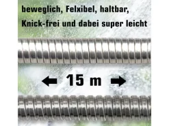 Knickfreier Edelstahlschlauch mit Anschluss-Stück 15 m Silber*eyepower Hot