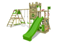 Fatmoose Gartenspielgeräte|Spielturm BoldBaron Surfswing mit Rutsche Apfelgrün