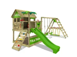 Fatmoose Gartenspielgeräte|Spielturm TikaTaka Surfswing mit Rutsche Apfelgrün