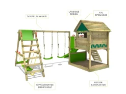 Fatmoose Gartenspielgeräte|Spielturm TikaTaka Surfswing mit Rutsche Apfelgrün