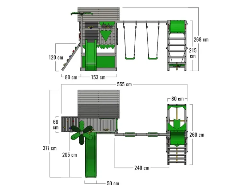 Fatmoose Gartenspielgeräte|Spielturm TikaTaka Surfswing mit Rutsche Apfelgrün