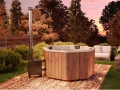 Badefass Kopenhagen Thermoholz 200x200 cm 7 Pers. Außeno. 35 kW Weiß*FinnTherm Clearance