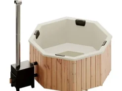 Badefass Kopenhagen Thermoholz 200x200 cm 7 Pers. Außeno. 35 kW Weiß*FinnTherm Clearance