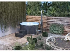 Badefass Stockholm Thermoholz Whirlpool Ø 200 cm VA-Ofen 30 kW Navi*FinnTherm Clearance