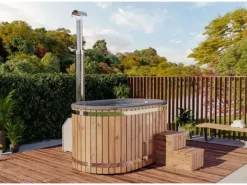 FinnTherm Outdoor Whirlpools|Hot Tub Malmö Braun Thermoholz 118 cm x 185 cm