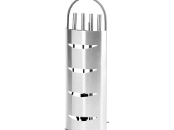 Firefix Besen|Kaminbesteck Edelstahl 5-teilig mit Rückwand