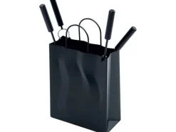 Firefix Besen|Kaminbesteck Tasche Stahl 5-teilig 28 cm x 10 cm x 46 cm
