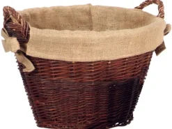 Kaminholzkorb aus Weide mit Jute Ø 45 cm*Firefix Outlet