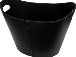 Firefix Kaminholzregale|Kaminkorb Leder mit zwei Griffmulden 31 cm x 39 cm x 39 cm