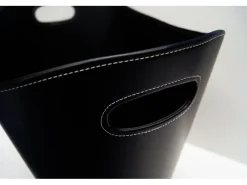 Firefix Kaminholzregale|Kaminkorb Leder mit zwei Griffmulden 31 cm x 39 cm x 39 cm