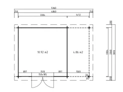 Pultdach Gartenhaus Modell Ezra 5G Kiefer Imprägniert*Fjordholz Outlet