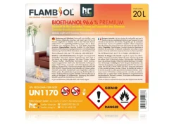 Bioethanol 96,6% Premium für Ethanolkamin in Kanistern 12 x 20l*Flambiol New