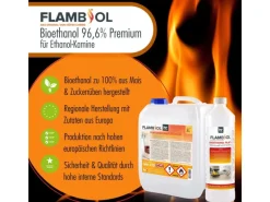 Flambiol Gartenkamine|Feuerkörbe|Bioethanol 96,6% Premium für Ethanol-Brenner oder Kamine 5l