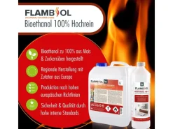 Bioethanol Hochrein 100% in Flaschen für Edelstahl-Tisch-Kamine 6 x 1l*Flambiol Discount