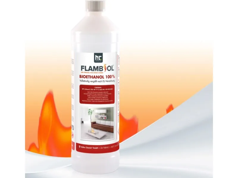 Bioethanol Hochrein 100% in Flaschen für Edelstahl-Tisch-Kamine 6 x 1l*Flambiol Discount