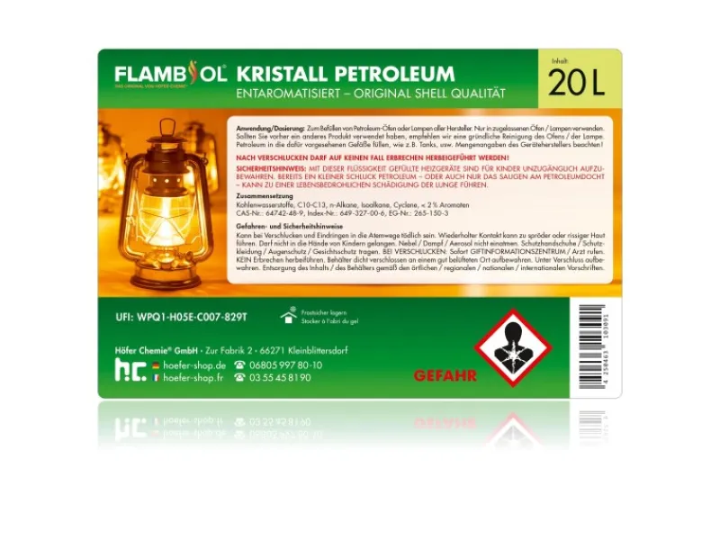 Petroleum Heizöl 4 x 20l*Flambiol Hot