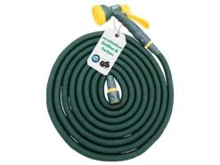 Steuber Gartenschläuche|Flexibler Gartenschlauch 24,8m Grün inkl. Brause und Anschluss Stück