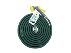 Steuber Gartenschläuche|Flexibler Gartenschlauch 2,5 m bis 8,3 m Grün inkl. Brause und Anschluss Stück