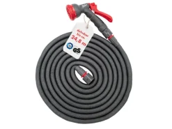 Flexibler Gartenschlauch 24,8 m Grau/Rot inkl. Brause und Anschluss Stück*Steuber Discount