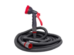 Flexibler Gartenschlauch 24,8 m Grau/Rot inkl. Brause und Anschluss Stück*Steuber Discount