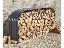 Floraworld Kaminholzregale|Holzunterstand Flachbogen Anthrazit