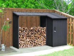 Floraworld Kaminholzregale|Kaminholzregal mit Geräteraum