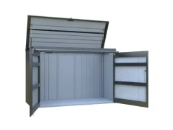 Floraworld Mülltonnenboxen|Mülltonnen-Garage Premium bis 3 Mülltonnen à 240 l Schwarz-Metallic