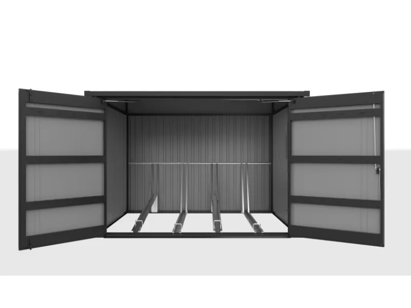 Floraworld Motorroller|Fahrradboxen|Premium Fahrradgarage Platz für 4 Fahrräder 217 x 226 x 145/166 cm