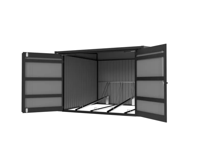 Floraworld Motorroller|Fahrradboxen|Premium Fahrradgarage Platz für 4 Fahrräder 217 x 226 x 145/166 cm