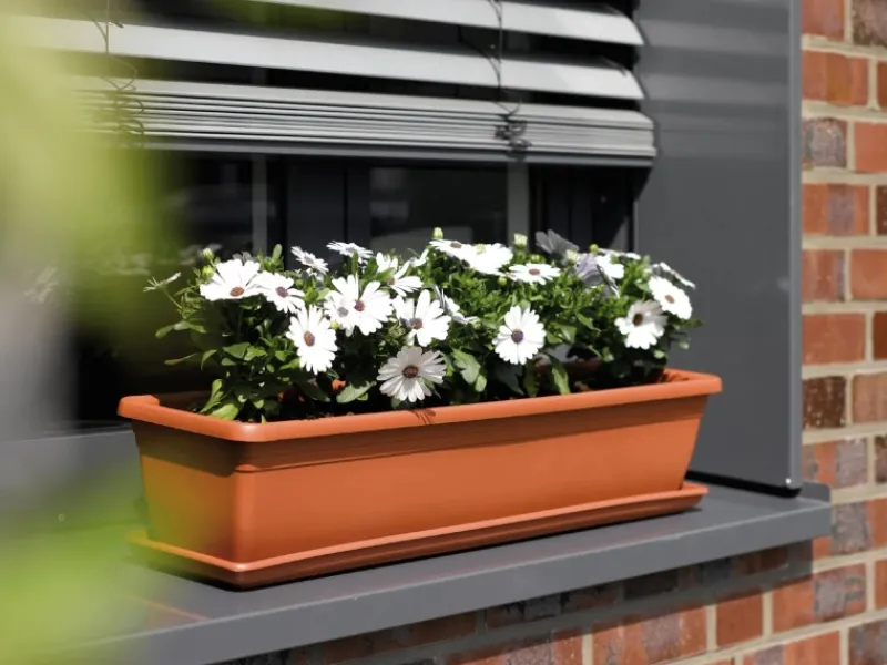 Florus Balkonmöbel|Blumenkasten Mediterran mit Bewässerungssystem 100 cm