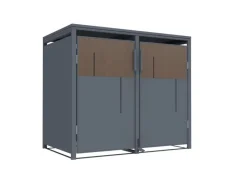 Mülltonnenboxen|Weitere Ordnungssysteme Für Den Garten|FM-SOLAR Mülltonnenbox anthrazit/Holz für 2 Mülltonne