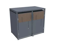 Mülltonnenboxen|Weitere Ordnungssysteme Für Den Garten|FM-SOLAR Mülltonnenbox anthrazit/Holz für 2 Mülltonne