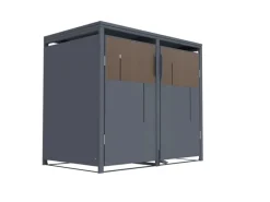 Mülltonnenboxen|Weitere Ordnungssysteme Für Den Garten|FM-SOLAR Mülltonnenbox anthrazit/Holz für 2 Mülltonne