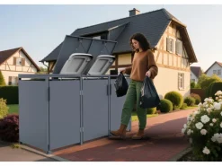 FM-SOLAR Mülltonnenbox Anthrazit für 3 Mülltonne* Clearance