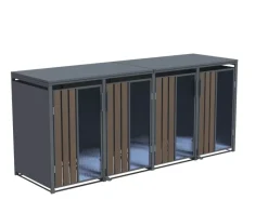 Mülltonnenboxen|Weitere Ordnungssysteme Für Den Garten|FM-SOLAR Mülltonnenbox Holz/Plexiglas für 4 Mülltonne