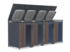 Mülltonnenboxen|Weitere Ordnungssysteme Für Den Garten|FM-SOLAR Mülltonnenbox Holz/Plexiglas für 4 Mülltonne