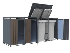 Mülltonnenboxen|Weitere Ordnungssysteme Für Den Garten|FM-SOLAR Mülltonnenbox Holz/Plexiglas für 4 Mülltonne