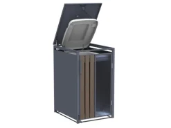 Weitere Ordnungssysteme Für Den Garten|FM-SOLAR Mülltonnenbox Holz/Plexiglas für 1 Mülltonne