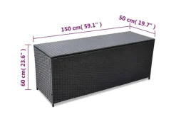 furnicato Auflagenboxen|Garden-Auflagenbox Schwarz 150x50x60 cm Poly Rattan