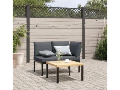 Gartenbank mit Kissen Schwarz Aluminium*furnicato Sale