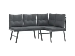 furnicato Gartenbänke|Gartenbänke mit Kissen 2 Stk. Schwarz Pulverbeschichteter Stahl